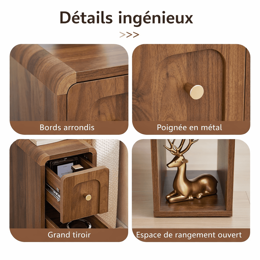 Mesita de noche estrecha con cajones - 5