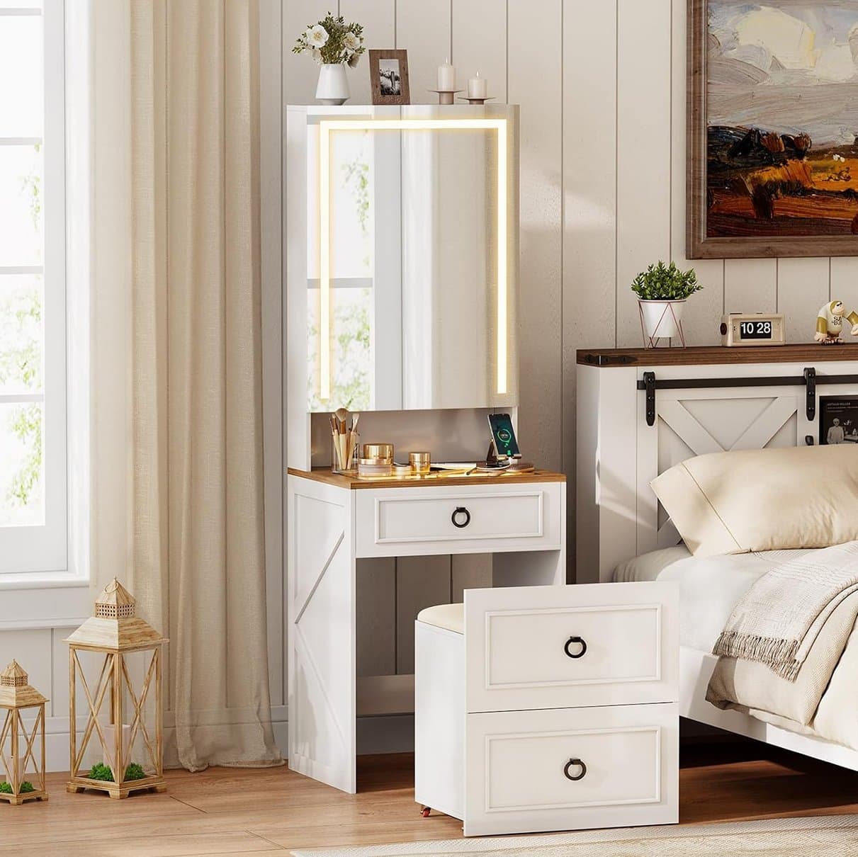 Tocador Lumina – Espejo LED y almacenamiento - Hogar | Veloria